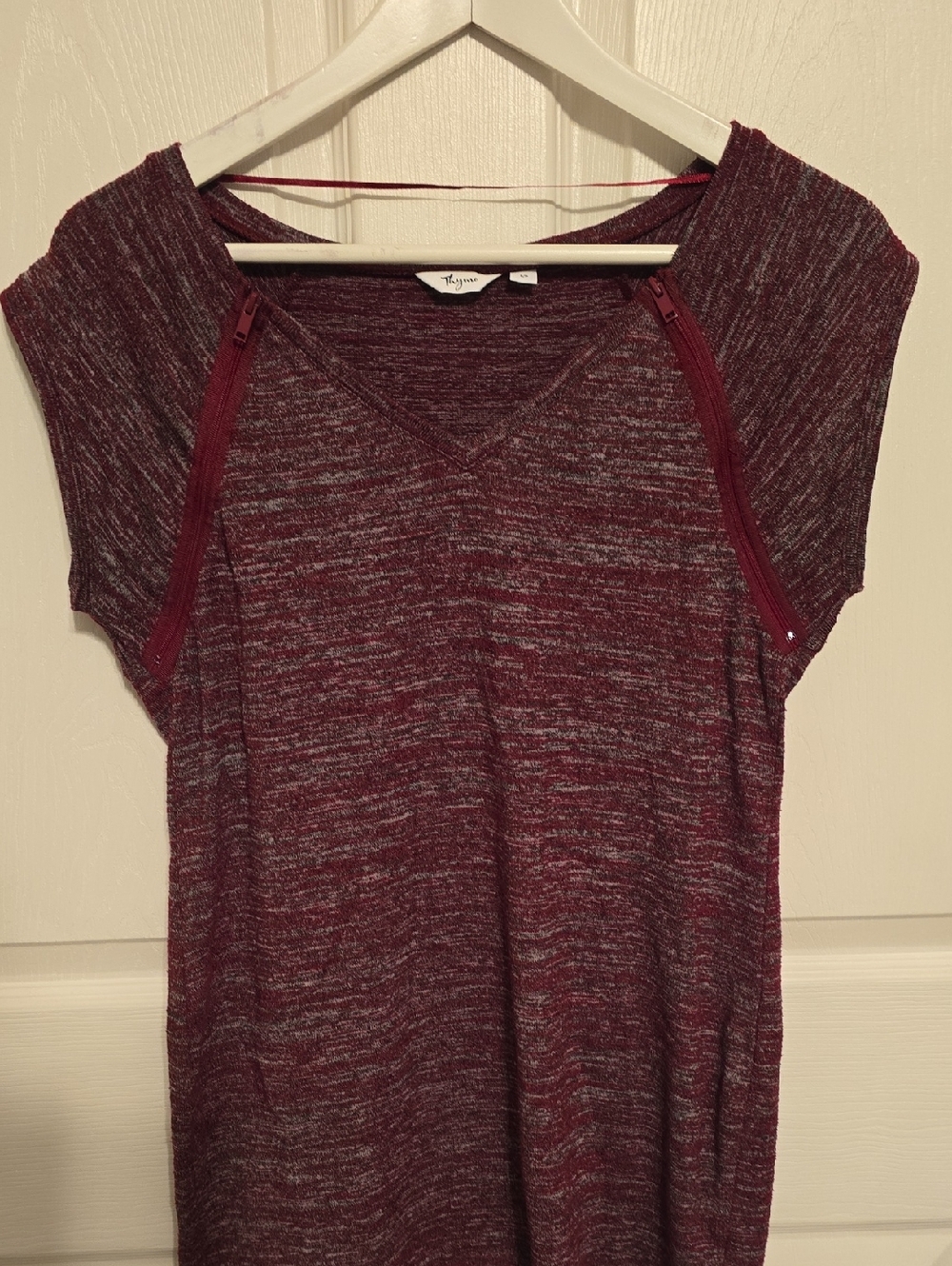 Thyme Maternity Marled Zipper Tunic - Wine